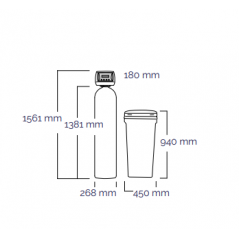 Adoucisseur d'eau de 45 litres, équipement composé d'une bouteille Greentank en PRV et d'un réservoir de sel en polyéthylène