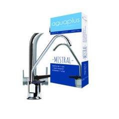 Grifo 1 vía para equipos de ósmosis inversa, conexión rosca hembra 7/16", presión máxima 6 bares, fabricado en acero cromado