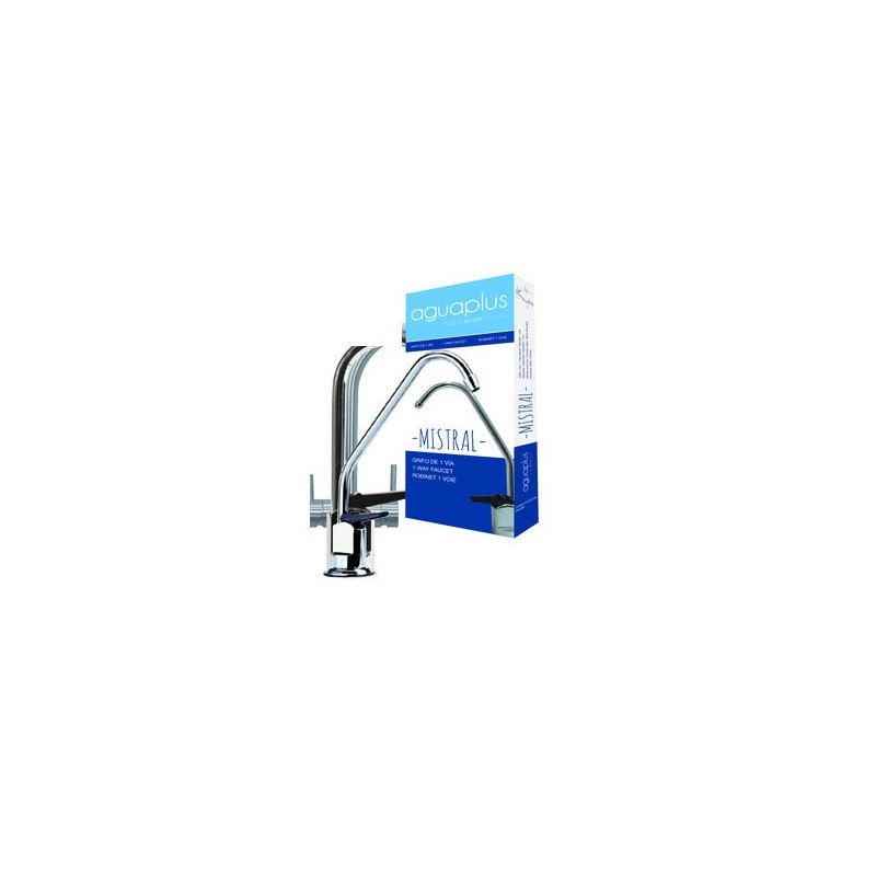 Grifo 1 vía para equipos de ósmosis inversa, conexión rosca hembra 7/16", presión máxima 6 bares, fabricado en acero cromado Grifo 1 vía para equipos de ósmosis inversa, conexión rosca hembra 7/16", presión máxima 6 bares, fabricado en acero cromado