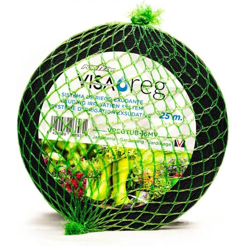 Guaina Tessile per Irrigazione a Goccia da 16 mm. Tubo Poroso da 25 metri. Irriga Attraverso i Pori delle Sue Pareti
