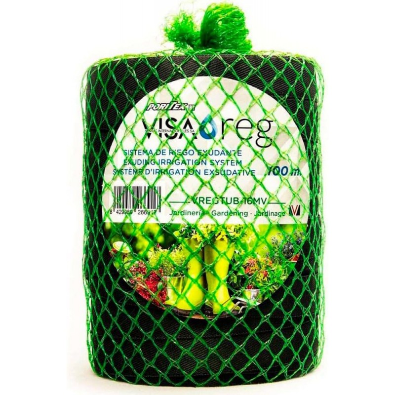 100 metri di nastro tessile essudante per irrigazione a goccia, 16 mm. Tubo poroso che irriga attraverso i pori presenti nella s