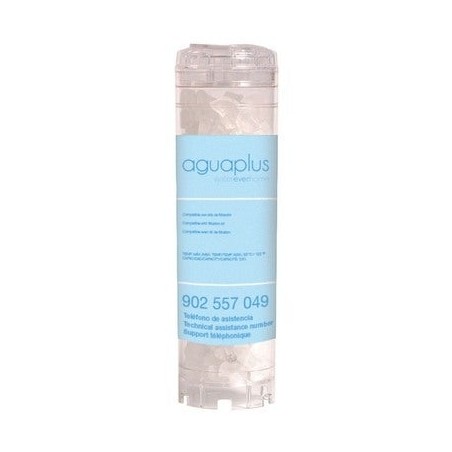 Polyphosphate salt ball cartridge for 10" water filters, prevents scale and corrosion in pipes.