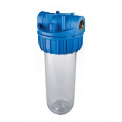 Vaso contenedor para filtros de 10" | Conexión reforzada de latón | Presión máxima 6 bares | Sedimento | Polifosfato