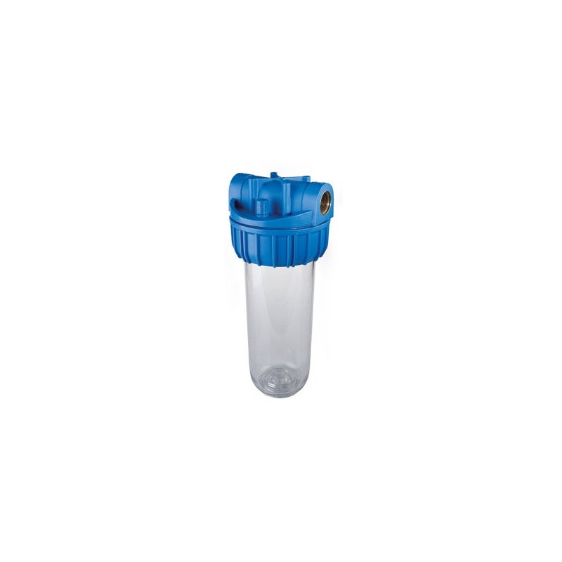 Vaso contenedor para filtros de 10" | Conexión reforzada de latón | Presión máxima 6 bares | Sedimento | Polifosfato