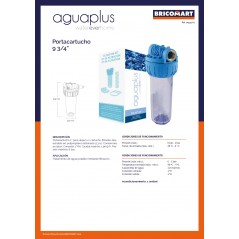 Vaso contenedor para filtros de 10" | Conexión reforzada de latón | Presión máxima 6 bares | Sedimento | Polifosfato