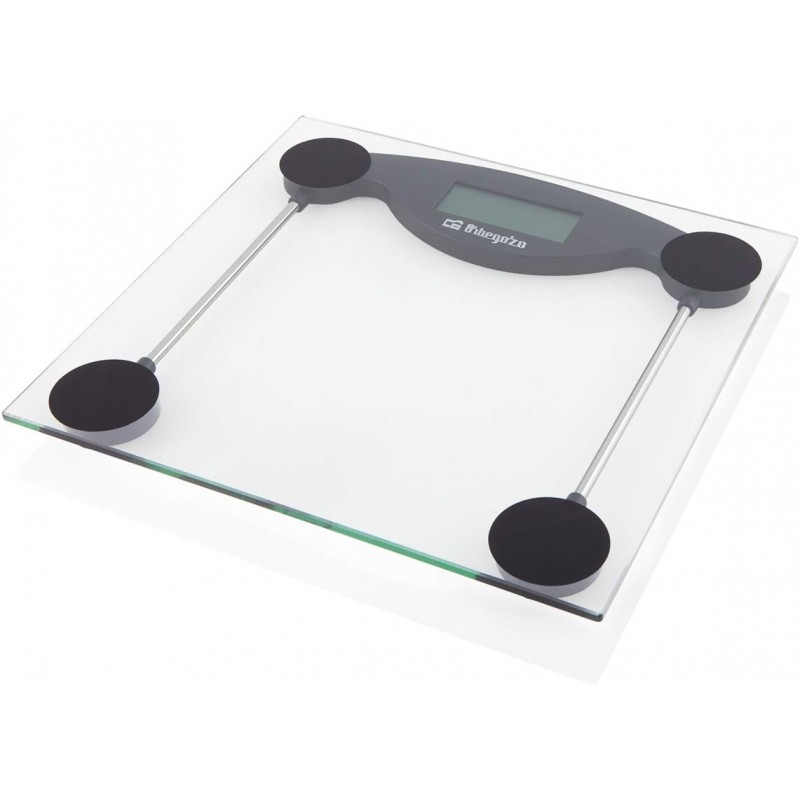 Orbegozo electronic bathroom scale. Tempered glass surface. Max capacity: 150 kg. Orbegozo electronic bathroom scale. Tempered glass surface. Max capacity: 150 kg.
