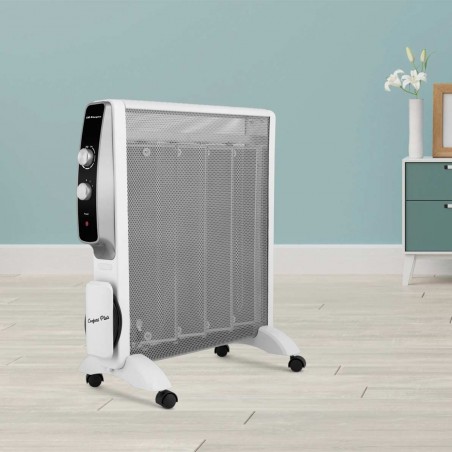 Termoconvettore con elemento riscaldante MICA Orbegozo da 1500W. 2 potenze di riscaldamento: 500W-1500W. Rapida convezione e dif