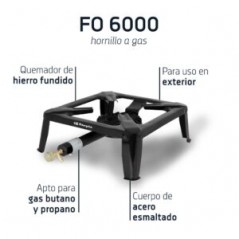 Hornillo a Gas Butano o Propano 7000W, Quemador de hierro fundido, uso exterior, 42,5 x 15 x 58,5 cm