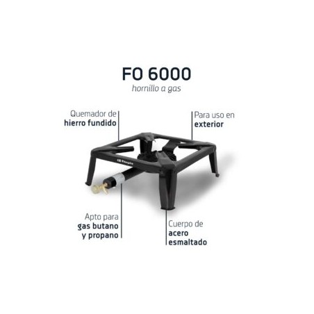 Hornillo a Gas Butano o Propano 7000W, Quemador de hierro fundido, uso exterior, 42,5 x 15 x 58,5 cm