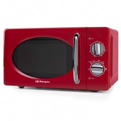 Vintage Red Microwave 700 W Orbegozo. Capacity 20 L. 6 power levels. 30 minute timer.