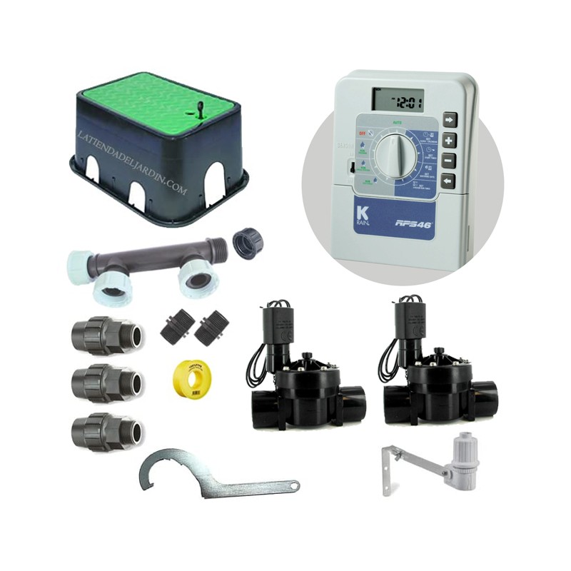 Kit di irrigazione automatica professionale KRain a 2 zone 24V per tubo da 32 mm