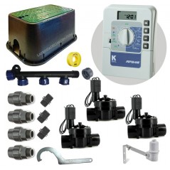 Kit de irrigação automática profissional KRain de 3 zonas e 24 V para tubo de 32 mm