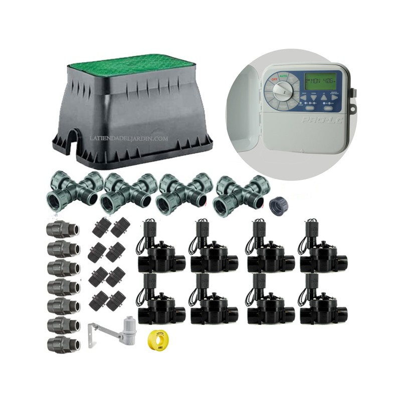 Kit de irrigação automática de 8 zonas 24V da KRain para tubos de 32mm | Inclui programador, válvulas solenoides e acessórios