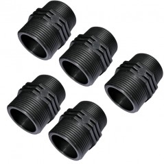 Pack 5 x Machón roscado plástico 2''x2'', PN10, racores de compresión para roscar, doble rosca macho/macho