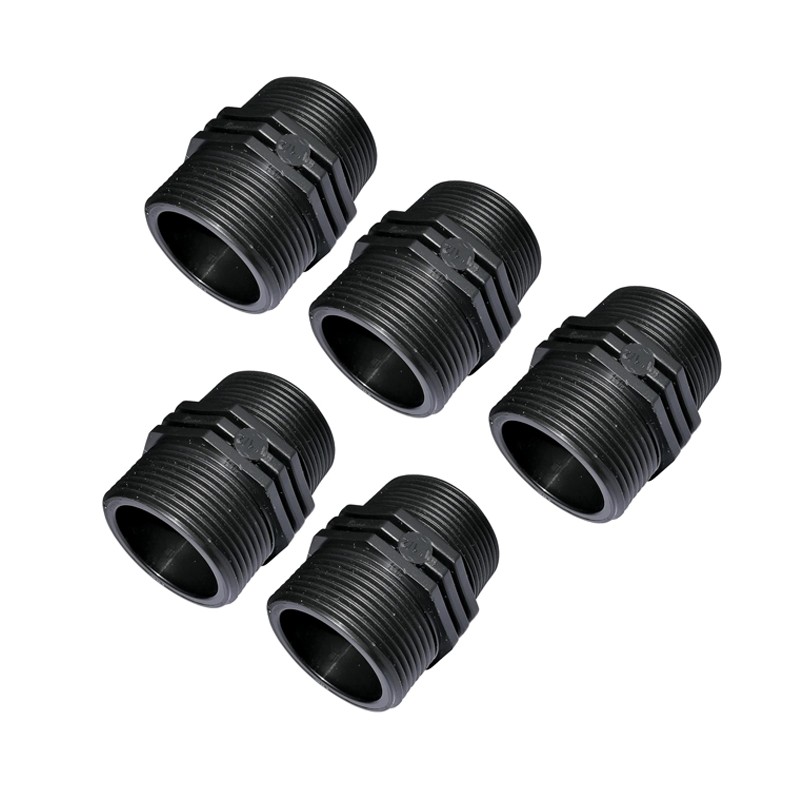 Pack 5 x Machón roscado plástico 2''x2'', PN10, racores de compresión para roscar, doble rosca macho/macho