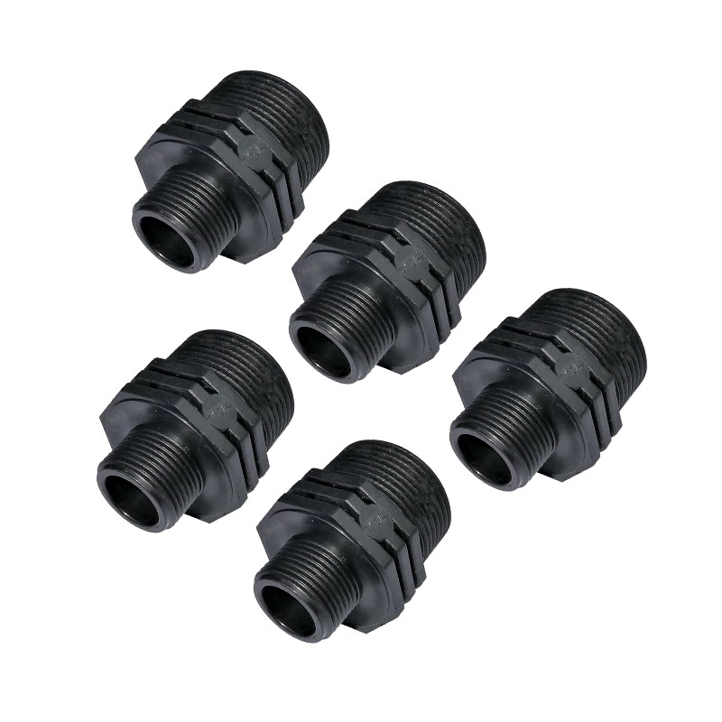 5 x Machon roscado plastico 3/4''x1/2'' , PN10, racores de compresion para roscar, doble rosca macho/macho