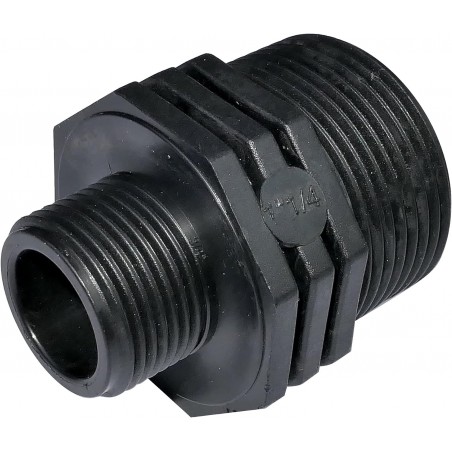 Pack 5 x Machón roscado plástico 1 1/4''x1'', PN10, racores de compresión para roscar, doble rosca macho/macho