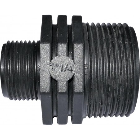 Pack 5 x Machón roscado plástico 1 1/4''x1'', PN10, racores de compresión para roscar, doble rosca macho/macho