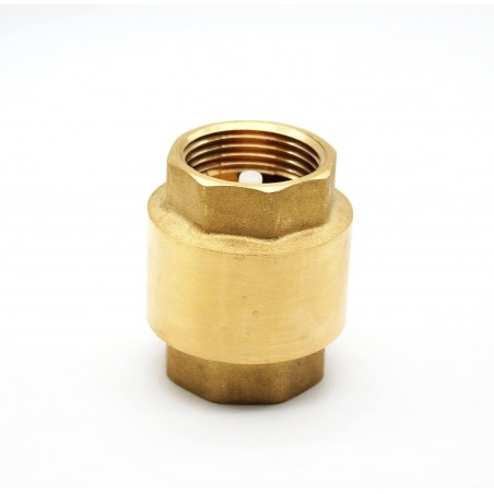 Válvula de retenção de latão de 3/4". Impede o refluxo de água para os canos de irrigação.
