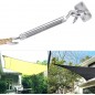 Befestigungsset für dreieckige Sonnensegel aus Edelstahl: 3 Wandbefestigungen, 2 Karabinerhaken und 1 Spannschloss Befestigungsset für dreieckige Sonnensegel aus Edelstahl: 3 Wandbefestigungen, 2 Karabinerhaken und 1 Spannschloss