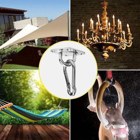 Triangular Shade Sail Installation Accessories. Includes: 3 wall mounts, 2 carabiners, and 1 turnbuckle.