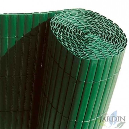 Cañizo ocultación PVC verde oscuro 1 x 3 metros, doble cara para jardines y terrazas