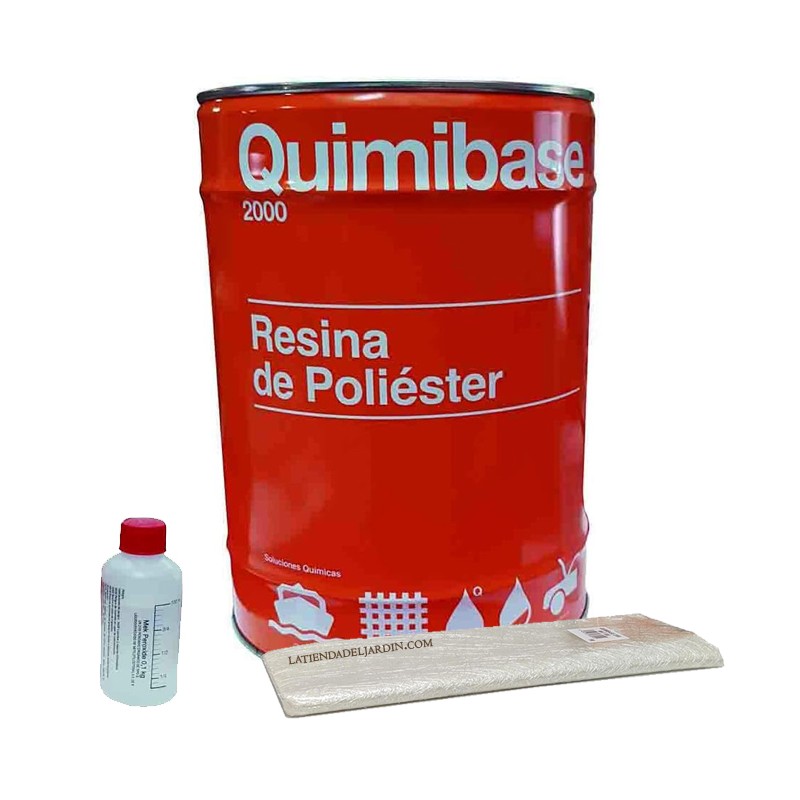 Kit de réparation en Résine Polyester 5 kg + Tissu en fibre de verre Mat300 5m2 + Catalyseur