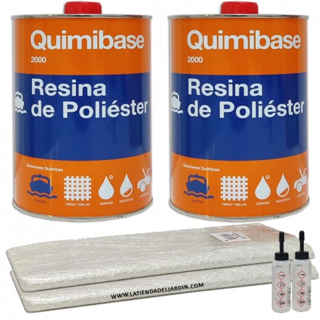 Kit resina poliestere per riparazioni da 2 kg + coperta in fibra di vetro  Mat-2 da 2 m300 + catalizzatore