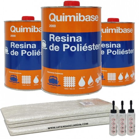 Kit Resina de Poliester 3kg para reparaciones + Manta fibra de vidrio 3m2