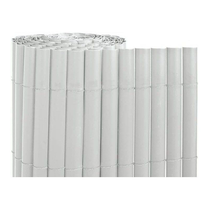 Canisse Synthétique PVC 1 x 5 m avec Cannes Entières blanche, Brise-Vue pour Jardins, Balcons et Clôtures