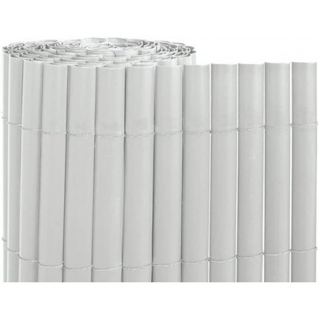 Canisse Synthétique PVC 1 x 5 m avec Cannes Entières blanche, Brise-Vue pour Jardins, Balcons et Clôtures