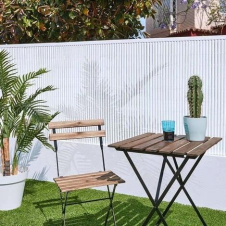 White single-sided PVC screening, 1 x 5 meters, for gardens, terraces and balconies
