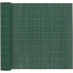 Canisse Synthétique PVC simple 2 x 5 m avec Cannes Entières vert forcé, Brise-Vue pour Jardins, Balcons et Clôtures