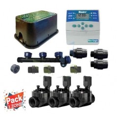 KIT Riego Automático 3 zonas para riego electrico. Conjunto de Temporizador + Electroválvulas + Accesorios de instalación