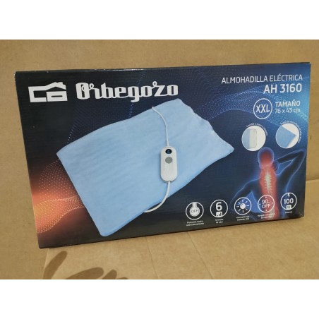 Almofada elétrica lombar, cervical e de pescoço Orbegozo 100W, 6 configurações de potência, capa lavável, almofada elétrica 76x4