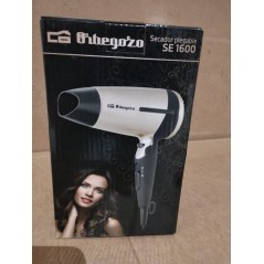 Sèche-cheveux pliant 1600W Orbegozo. Bouton air froid. 2 réglages de vitesse et de température