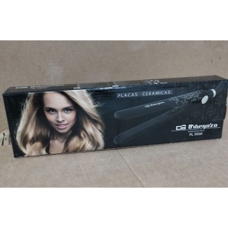 Orbegozo hair straightener. 35W power. Ultra-fast heat-up. 90x25mm ceramic plates.