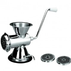 Moedor de carne manual com 3 discos de aço inoxidável, dimensões 17 x 12 x 19 cm