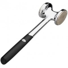 Meat tenderizer hammer with rubber handle, measures 24x7x30 cm