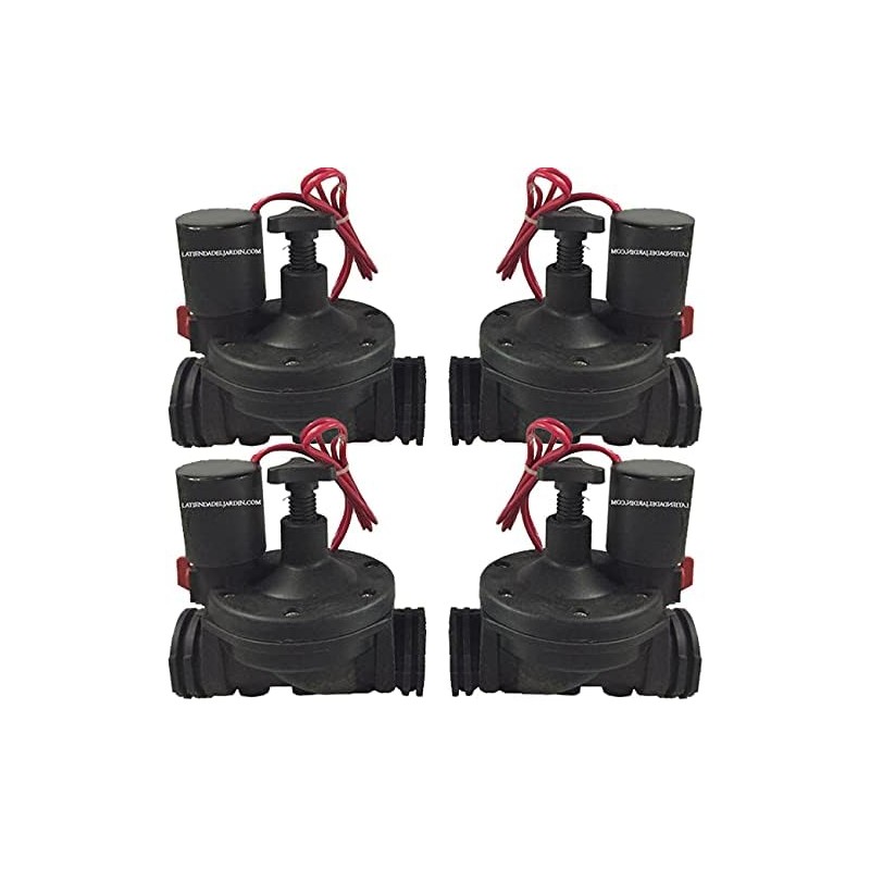 Set di 4 Elettrovalvola per irrigazione Suinga 3/4'' 24V con regolatore di flusso