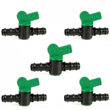 Pack 5 Llave 20mm Riego | Llave goteo 20 mm | Llave de paso Riego 20 mm | Valvula riego por goteo 20mm | Valvula tuberia 20mm