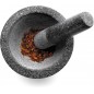 Mortar with a sturdy granite pestle, grey colour, measures 14 x 10 cm