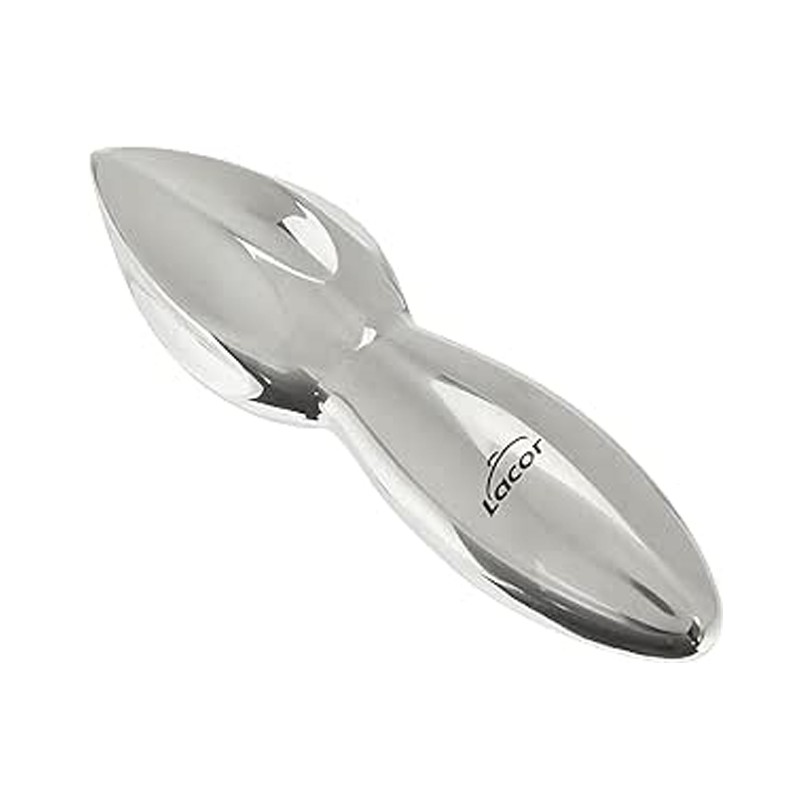 Manual lemon juicer, made of steel with a measurement of 10x5x16 cm