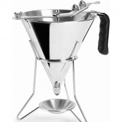 Funil Dosador de Aço Inox 18/10 com Sistema de Alavanca para Vazão Ajustável, 2,00 L, Dimensões 25,6 x 24,9 x 20,4 cm
