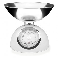 Retro kitchen scale, capacity 5 kg, including stainless steel weighing container, 30x30x30 cm