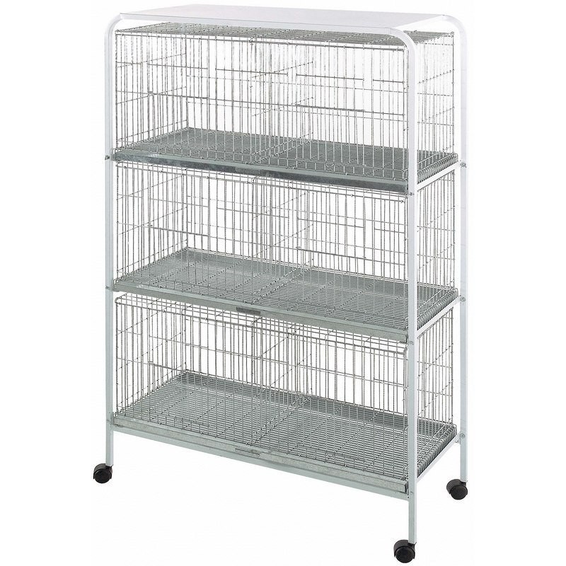 Dreistufiges Regal für Ausstellungskäfige für Tauben und Vögel mit Ablage, 3 Regale, 108x45x175 cm