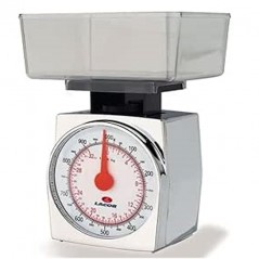 Küchenwaage aus verchromtem Kunststoff 1 kg mit 5 Gramm Teilung, Maße 10 x 10 x 10 cm