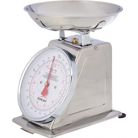 Stainless steel kitchen scale 10 kg, including stainless steel weighing bowl, 10x21x10 cm