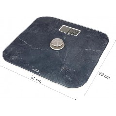 Personenwaage mit Ecomove und Marmoreffekt, 5 mm extraflaches gehärtetes Glas, LCD-Bildschirm, Maße 31 x 29 x 5 cm	