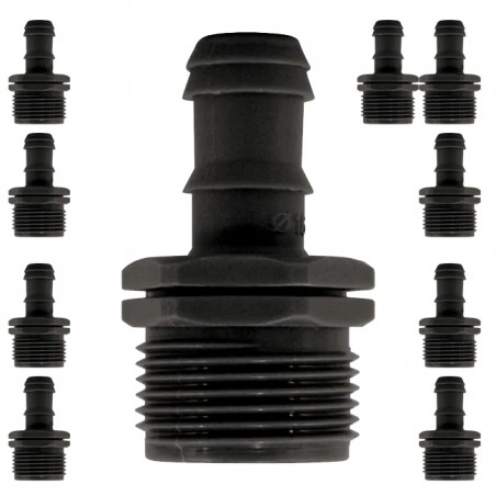 Pacote com 10 conectores roscados macho 16 mm x 1/2'' para irrigação por gotejamento